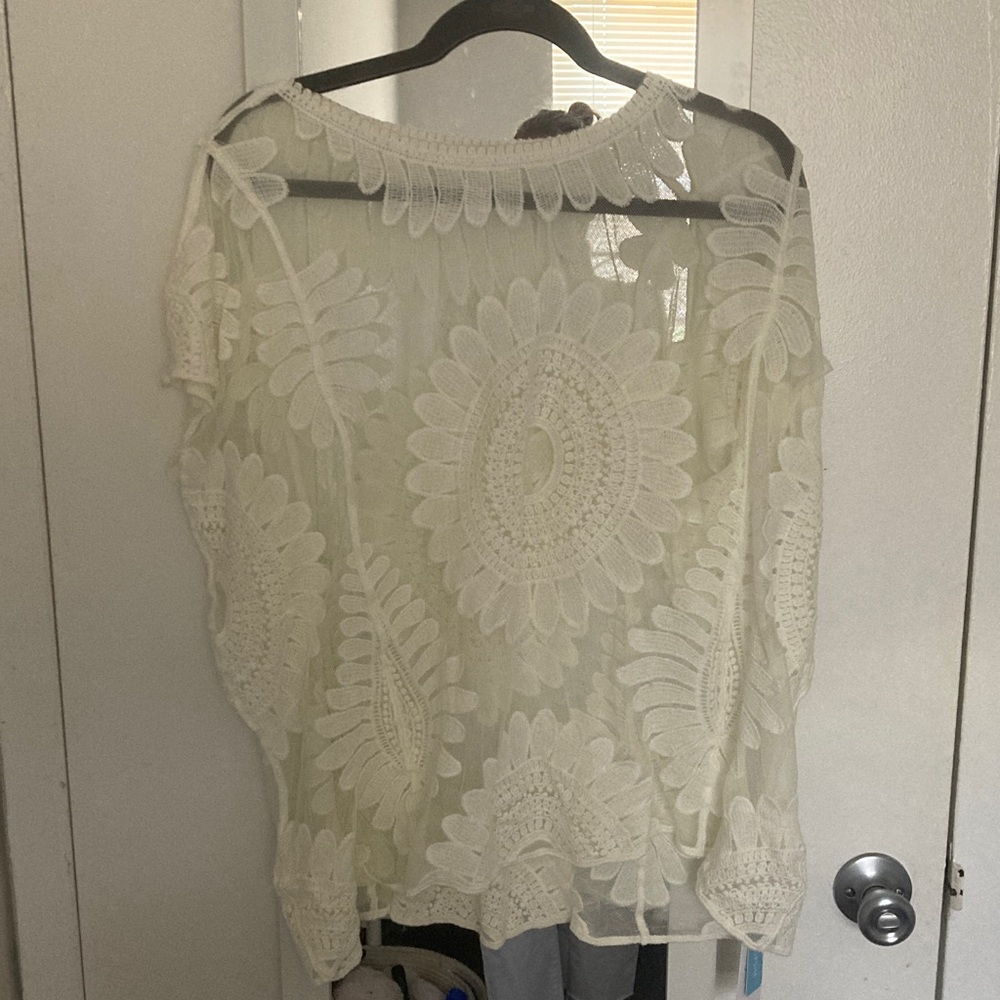 Cupshe White Floral Lace Swim Coverup